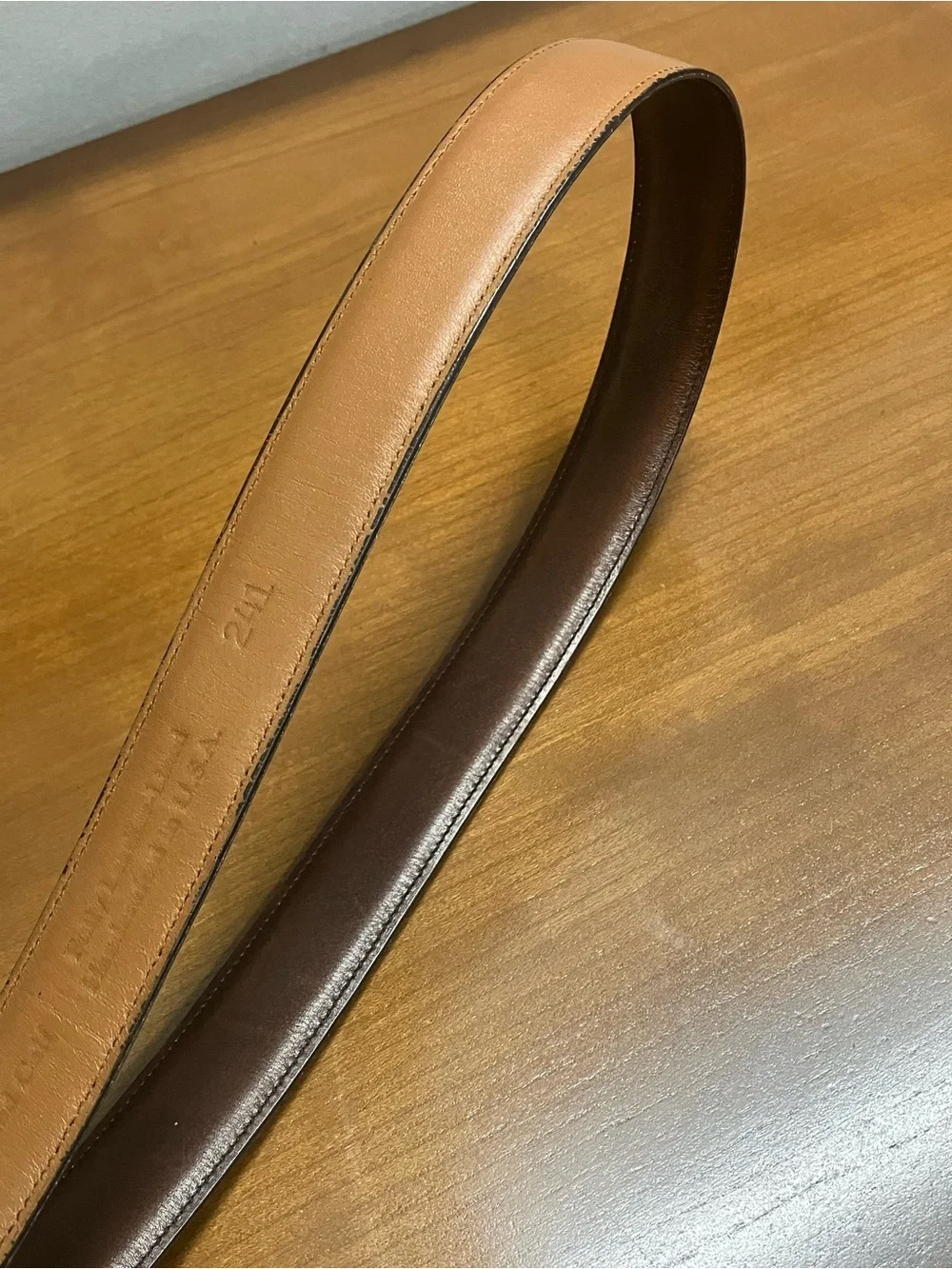 Allen Edmonds 38 burnished calf Cognac Leather Belt Brass Buckle handmade in USA